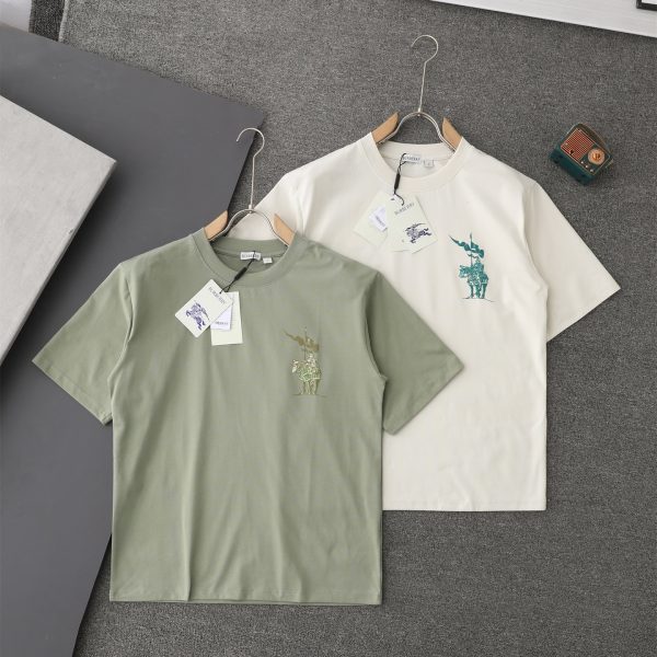 High Quality Burberry Short Sleeves Green Cotton Print Luxury