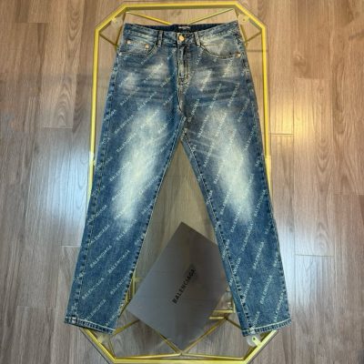 Premium Quality Balenciaga Jeans Blue Denim Washed Collection