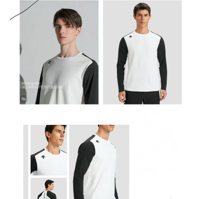 Best Selling Descente Long Sleeves White Fleece Patchwork Style