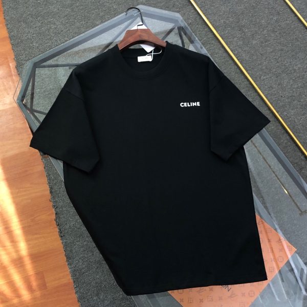 Premium Celine Short Sleeves Black Cotton Logo Collection