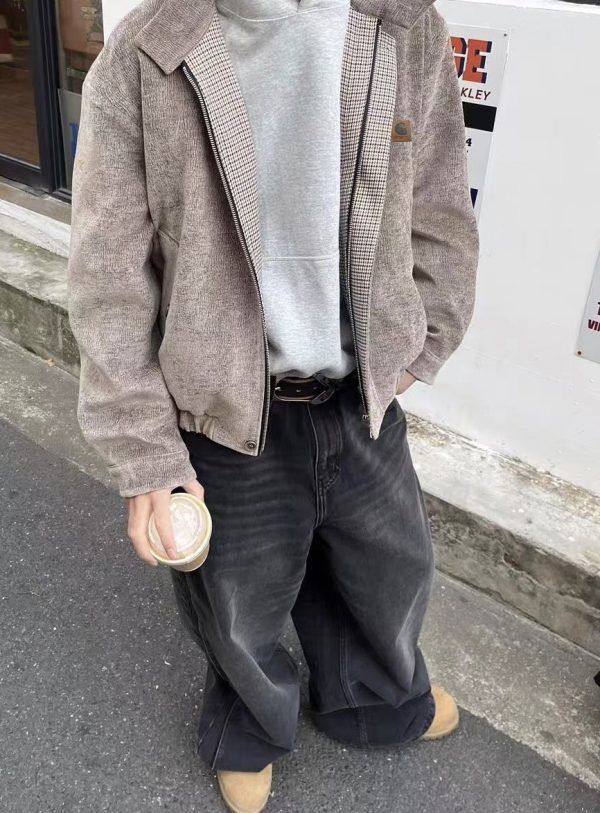 Luxury Carhartt Coat Brown Leather Retro Collection