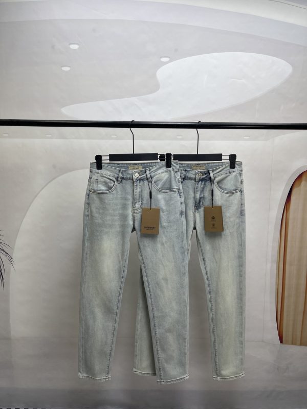 High Quality Burberry Jeans Gray Leather Logo Collection