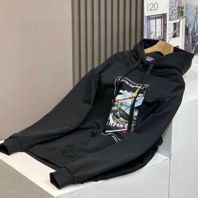 Premium Quality Fila Hoodie Black Casual Style