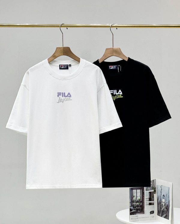 Premium Fila Short Sleeves Black Cotton Casual Luxury