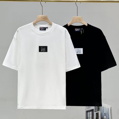 Luxury Fila Short Sleeves Black Cotton Print Style