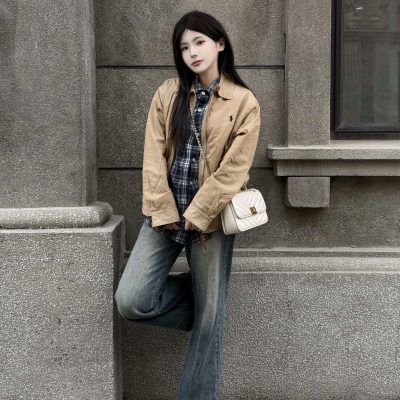 Premium Ralph Lauren Coat Navy Cotton Classic Collection