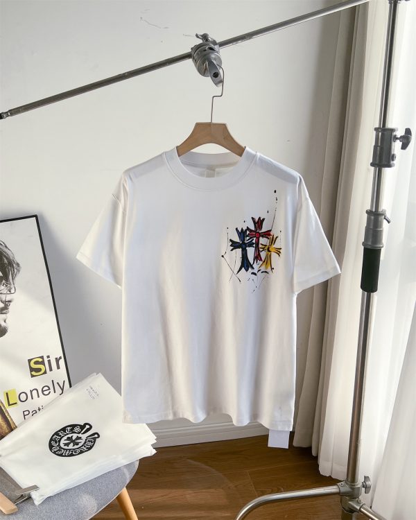 Premium Chrome Hearts Short Sleeves Gold Cotton Print Style