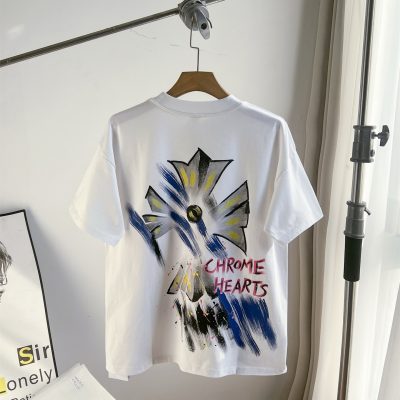 Premium Quality Chrome Hearts Short Sleeves Gold Cotton Print Style