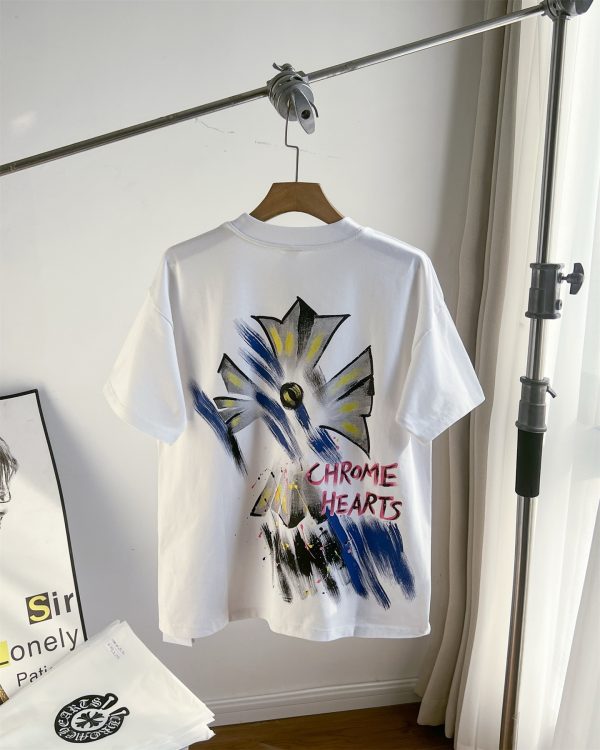 Premium Quality Chrome Hearts Short Sleeves Gold Cotton Print Style