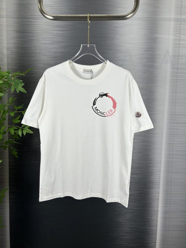 Luxury Moncler Short Sleeves Black Cotton Print Style