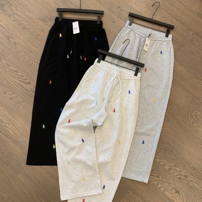 Luxury Ralph Lauren Wide-Leg Pants Black Embroidered Collection