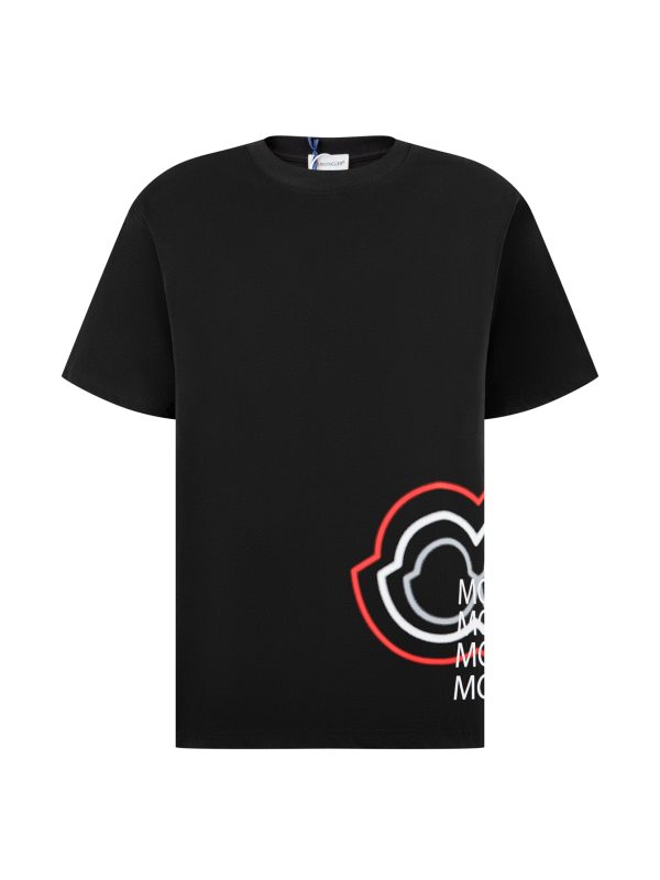 Premium Moncler Short Sleeves Black Cotton Print Collection