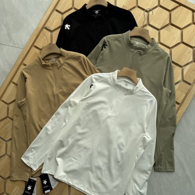 High Quality Descente Long Sleeves Black Knit Breathable Collection