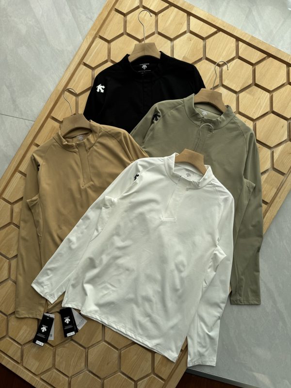 High Quality Descente Long Sleeves Black Knit Breathable Collection