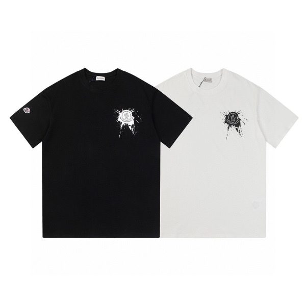Premium Quality Moncler Short Sleeves Black Cotton Print Style