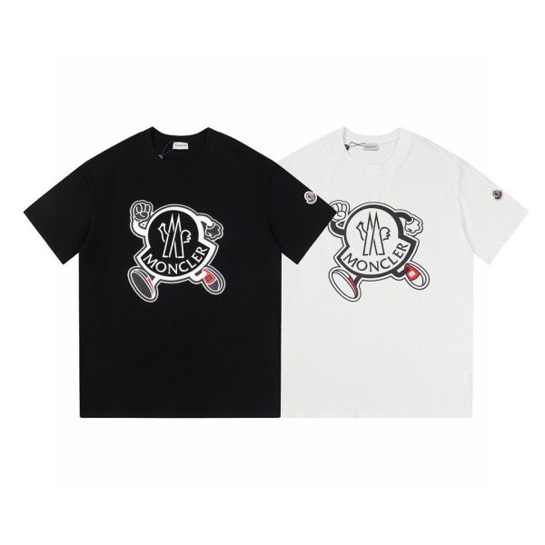 Best Selling Moncler Short Sleeves Black Cotton Print Luxury