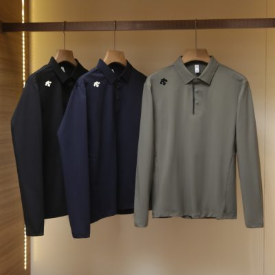 Premium Descente Long Sleeve Navy Fleece Breathable Luxury
