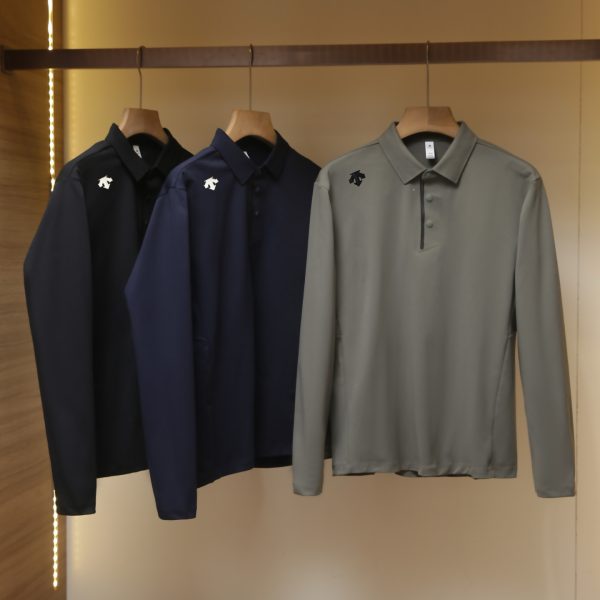 Premium Descente Long Sleeve Navy Fleece Breathable Luxury