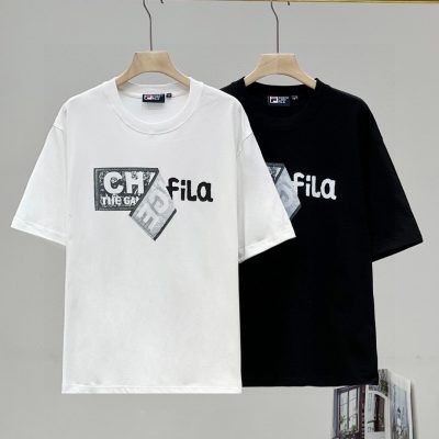 Premium Fila Short Sleeves Black Cotton Casual Collection