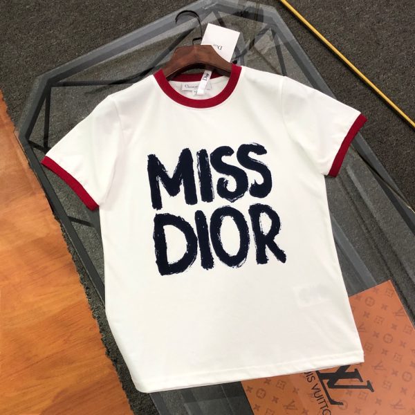 Premium Dior Short Sleeves Red Cotton Luxury