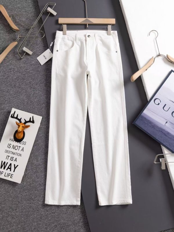 Best Selling Dior Jeans White Cotton Washed Luxury