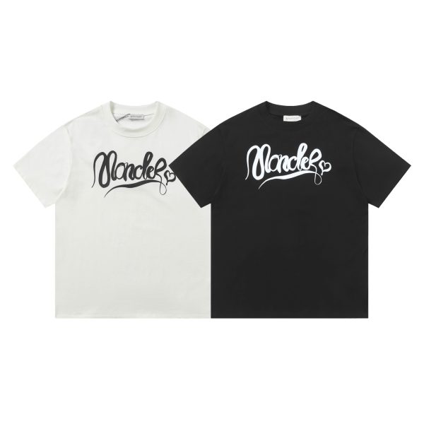Premium Moncler Short Sleeves Black Cotton Print Luxury