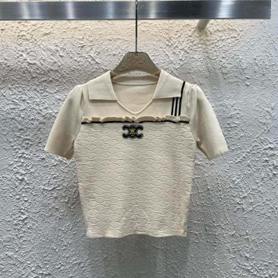Luxury Celine Short Sleeves Knit Embroidered Luxury