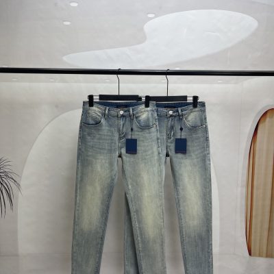 Premium Louis Vuitton Jeans Leather Washed Luxury