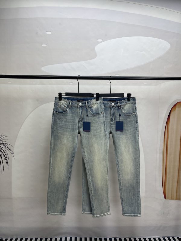 Premium Louis Vuitton Jeans Leather Washed Luxury