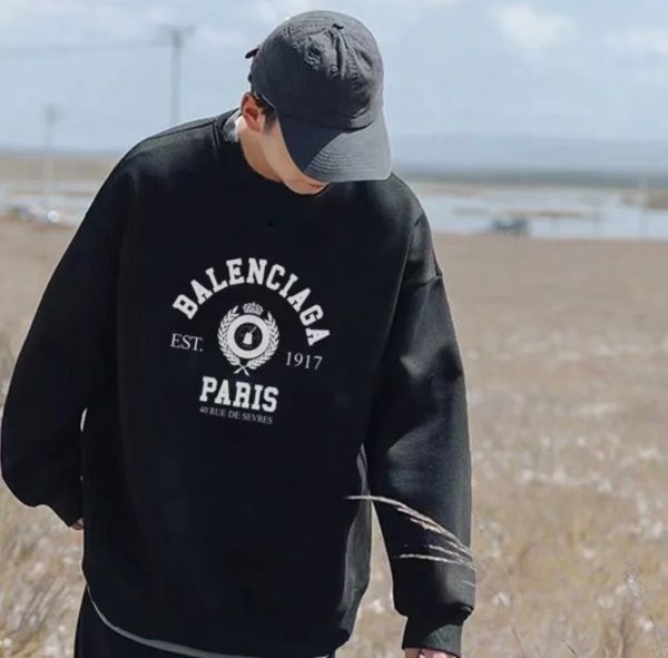 High Quality Balenciaga Hoodie Black Cotton Logo Style