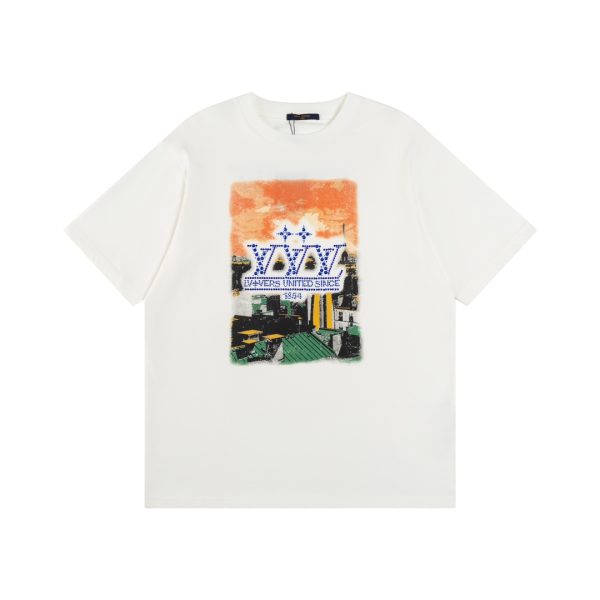 Premium Louis Vuitton Short Sleeves Cotton Rhinestone Collection