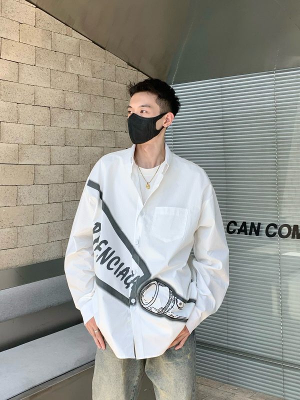 Best Selling Balenciaga Shirts White Cotton Print Collection