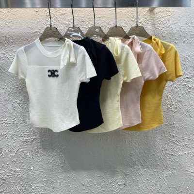 Luxury Celine Short Sleeves Knit Embroidered Luxury