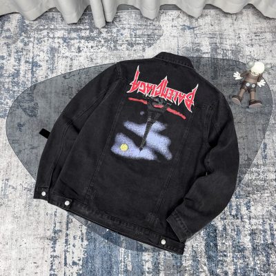 High Quality Balenciaga Jacket Black Denim Breathable Style