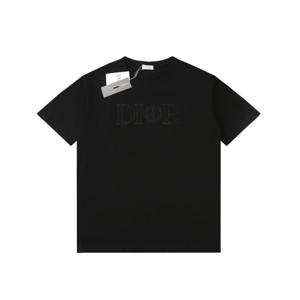 Premium Dior Short Sleeves Black Embroidered Luxury