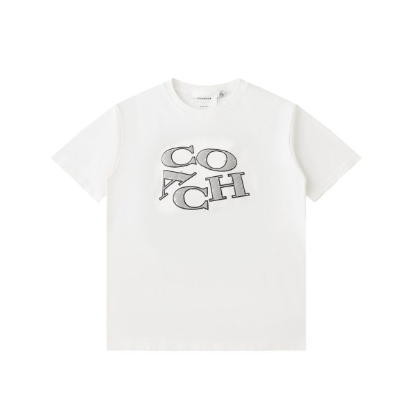 Luxury Coach Short Sleeves Black Cotton Print Style