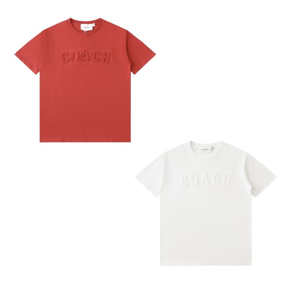 Premium Coach Short-Sleeved T-Shirts Red Cotton Classic Luxury