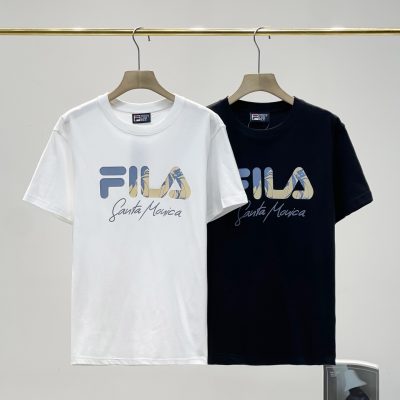 Luxury Fila Short Sleeves Black Cotton Logo Luxury