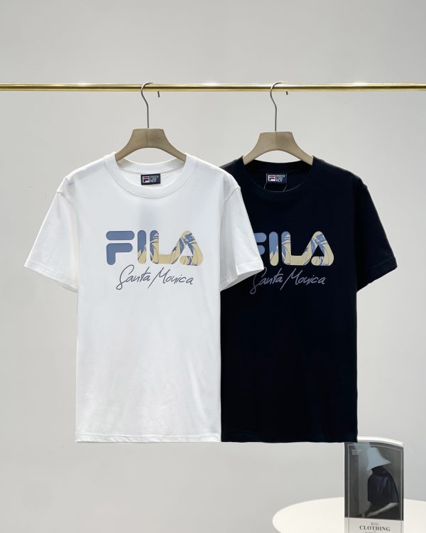 Luxury Fila Short Sleeves Black Cotton Logo Luxury