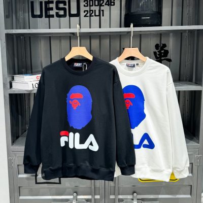 Best Selling Fila Sweatshirts Black Cotton Breathable Collection