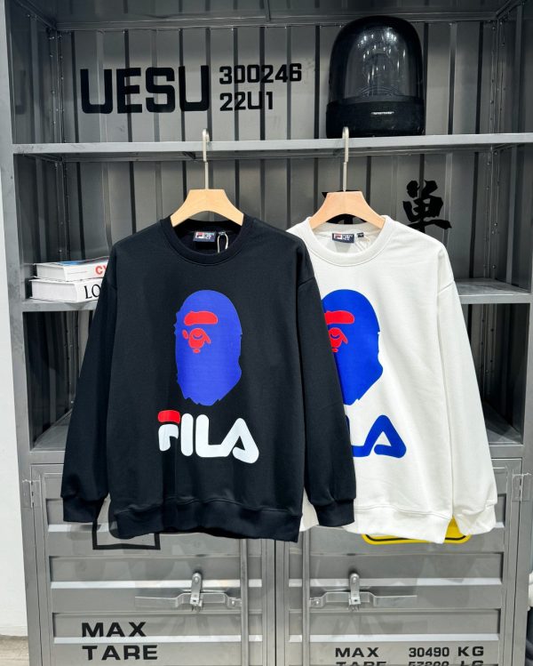 Best Selling Fila Sweatshirts Black Cotton Breathable Collection