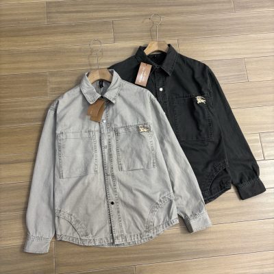 Premium Burberry Shirts Black Denim Casual Luxury