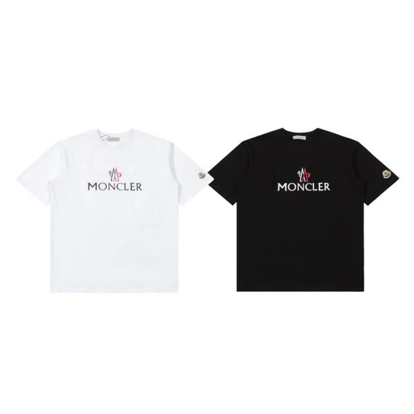 Luxury Moncler Short Sleeves Black Cotton Classic Style