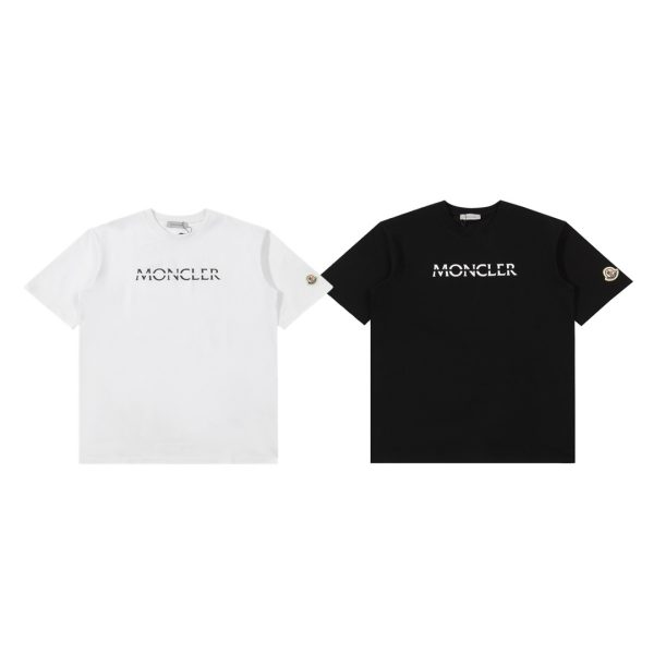 Luxury Moncler Short Sleeves Black Cotton Logo Luxury