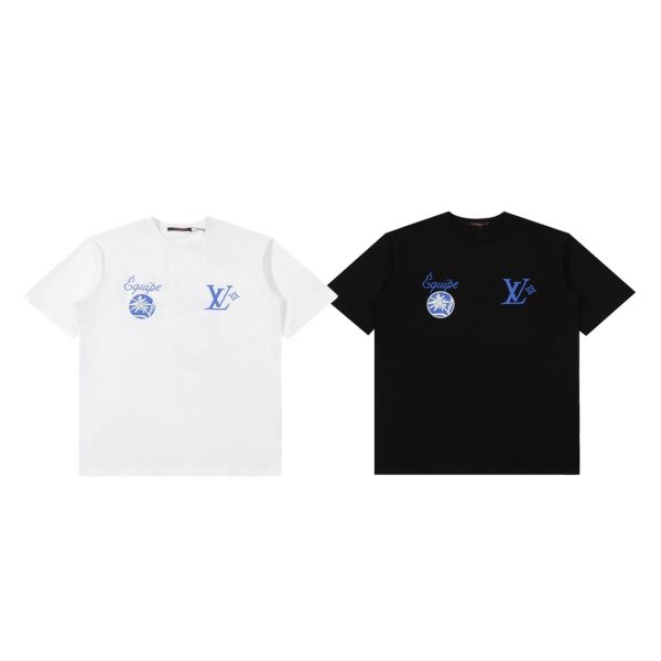 High Quality Louis Vuitton Short-Sleeved Shirt White Cotton Logo Luxury