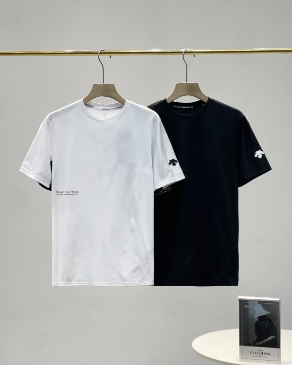 Premium Quality Descente Short Sleeves Silver Polyester Classic Style