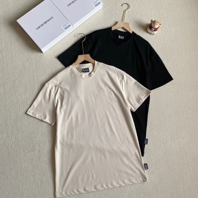 Luxury Armani T-Shirts Black Cotton Oversized Luxury
