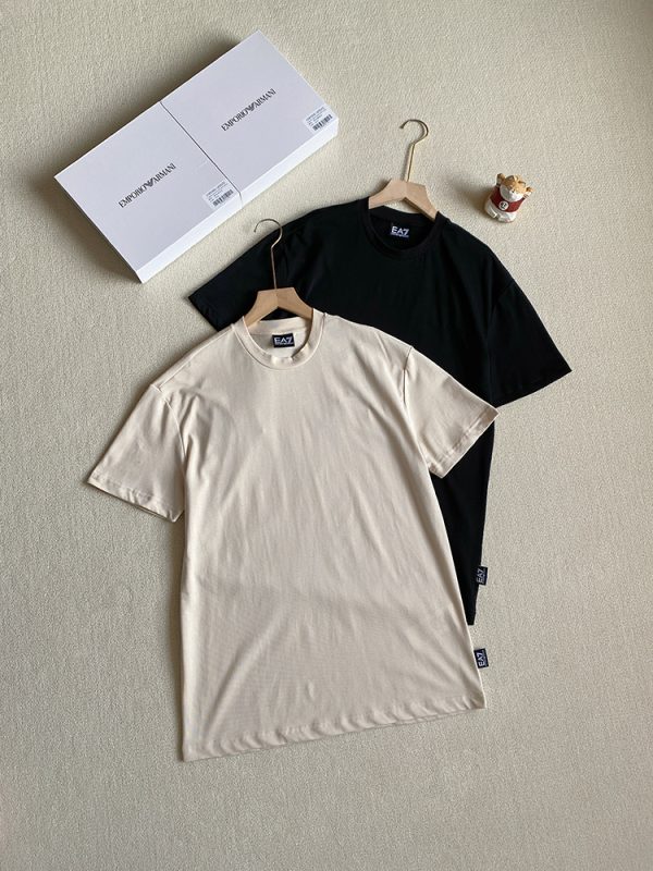 Luxury Armani T-Shirts Black Cotton Oversized Luxury