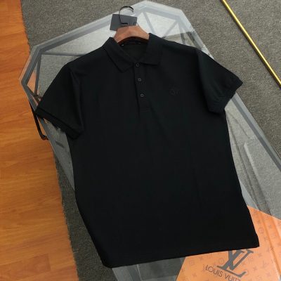 High Quality Louis Vuitton T-Shirts Black Embroidered Luxury