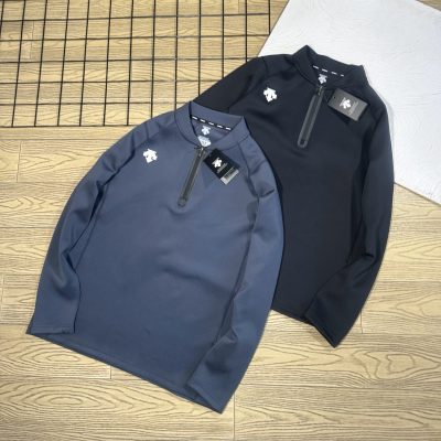 Premium Descente Sweatshirts Black Polyester Sporty Luxury